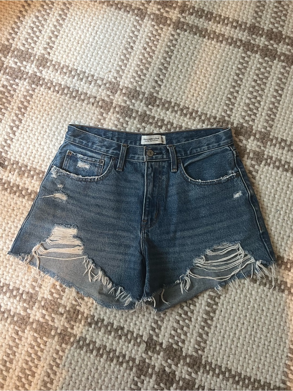 Abercrombie & Fitch Distressed Blue Denim Jean Shorts